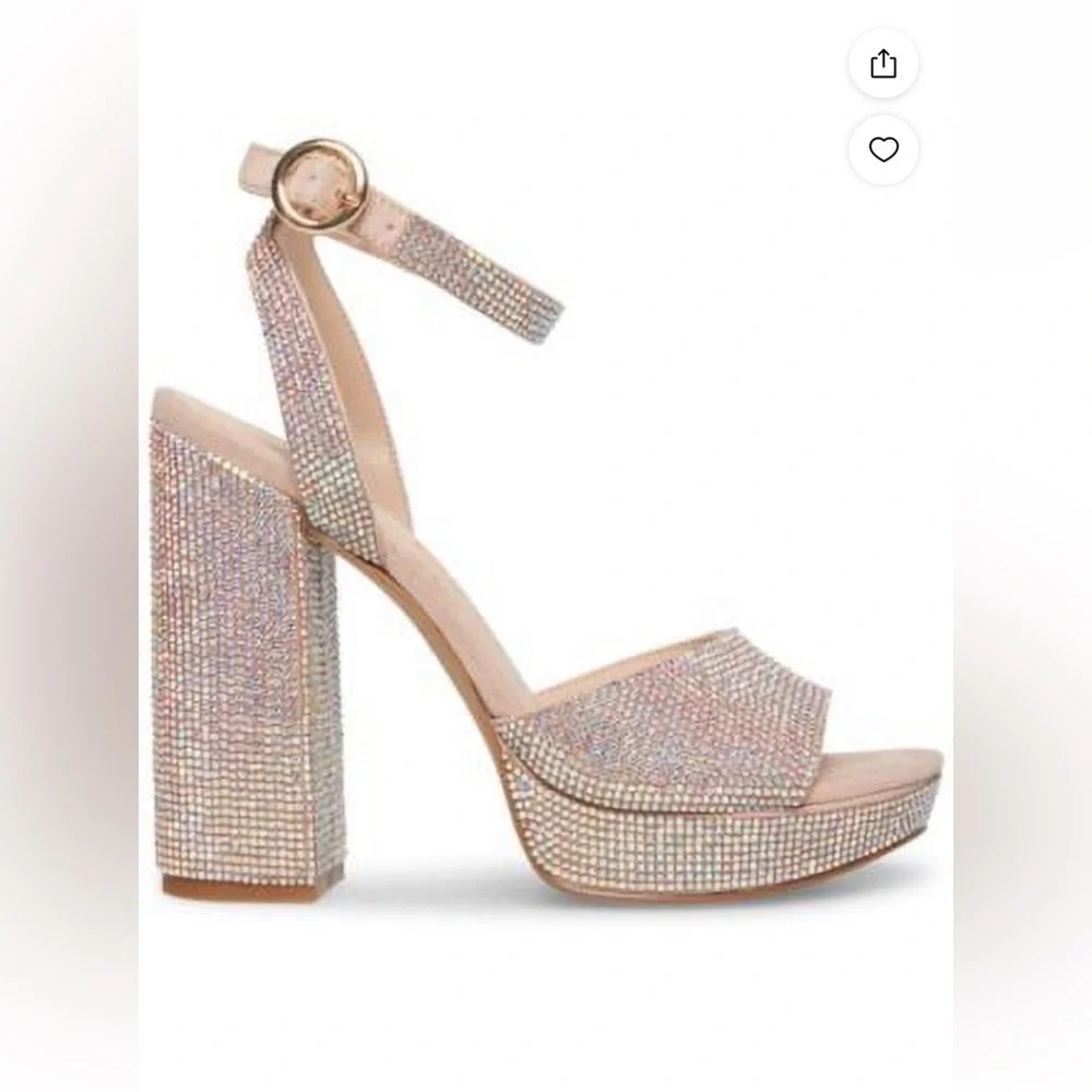 Madden Girl Women's Summit-R Rhinestone Platform Dress Sandal Blush Multi